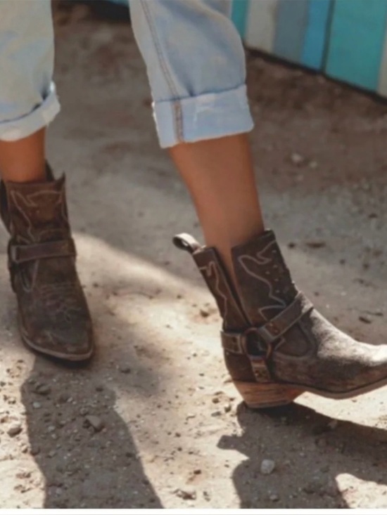 Bed Stu Shoes - Bed Stu Brown Distressed Leather Harness Ankle Boots